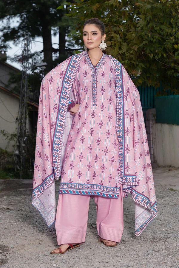 3PC Printed Unstitched Khaddar Suit KKS-669