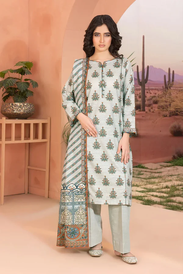 3PC Printed Unstitched Khaddar Suit KKH-3655