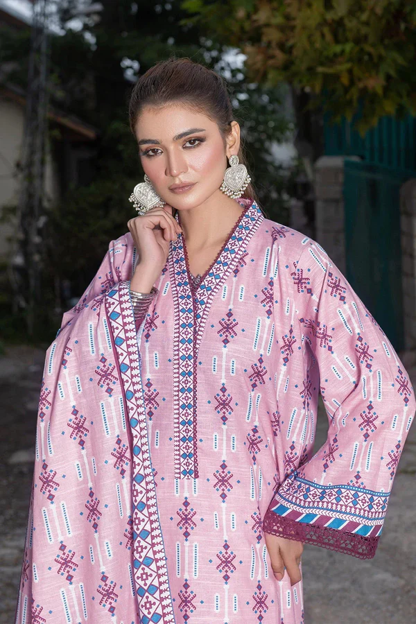 3PC Printed Unstitched Khaddar Suit KKS-669