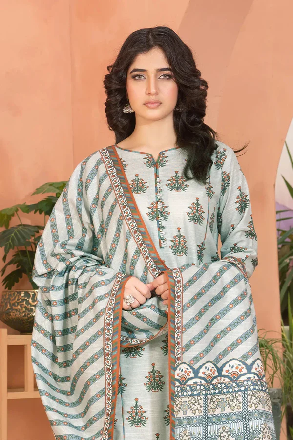 3PC Printed Unstitched Khaddar Suit KKH-3655