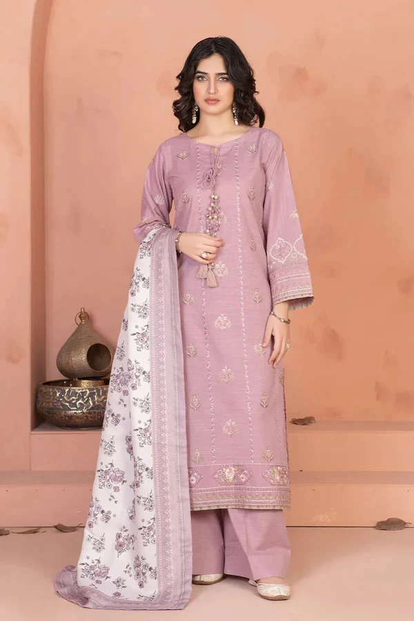 3PCS Embroidered Unstitched Khaddar Suit KKHE-3636