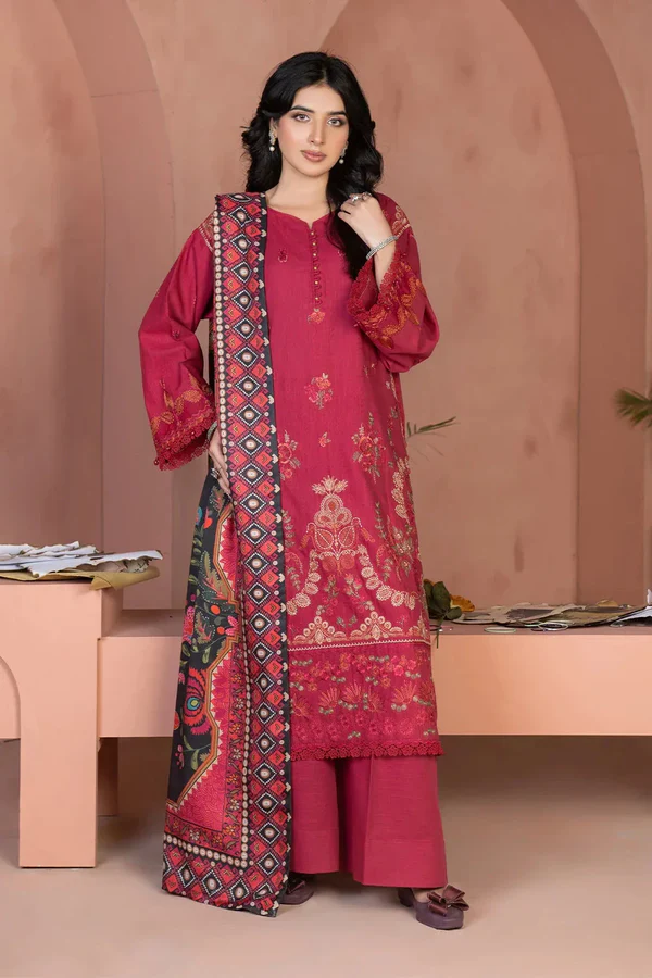 3PC Embroidered Unstitched Khaddar Suit KHE-3634