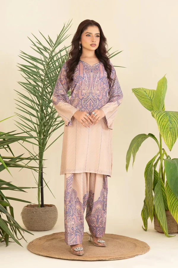 2PC Stitched Printed Crepe Silk Shirt and Trouser RTW-KSTL-208