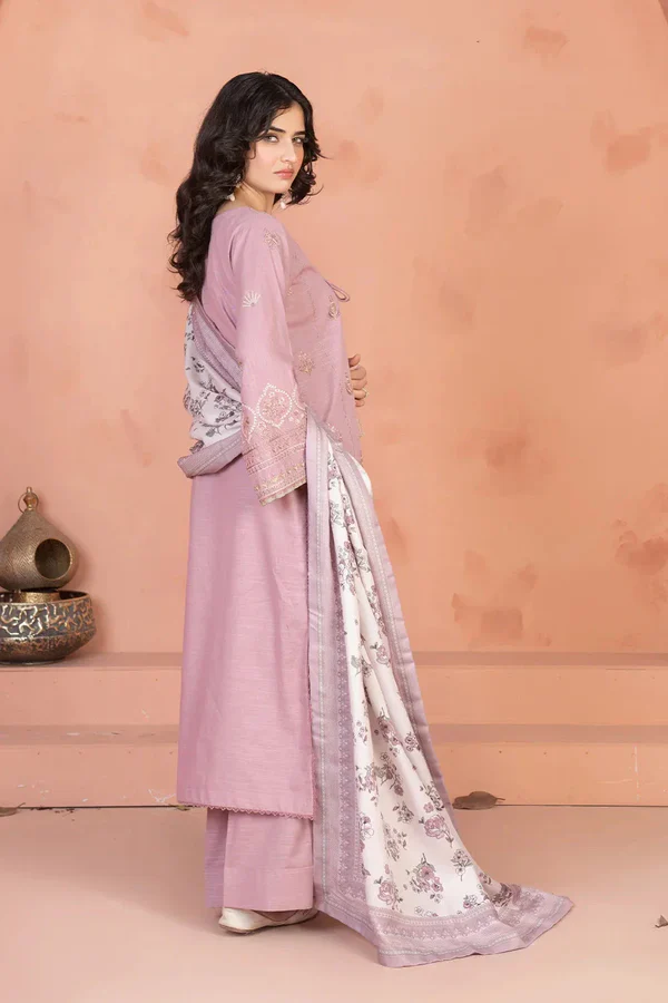 3PCS Embroidered Unstitched Khaddar Suit KKHE-3636